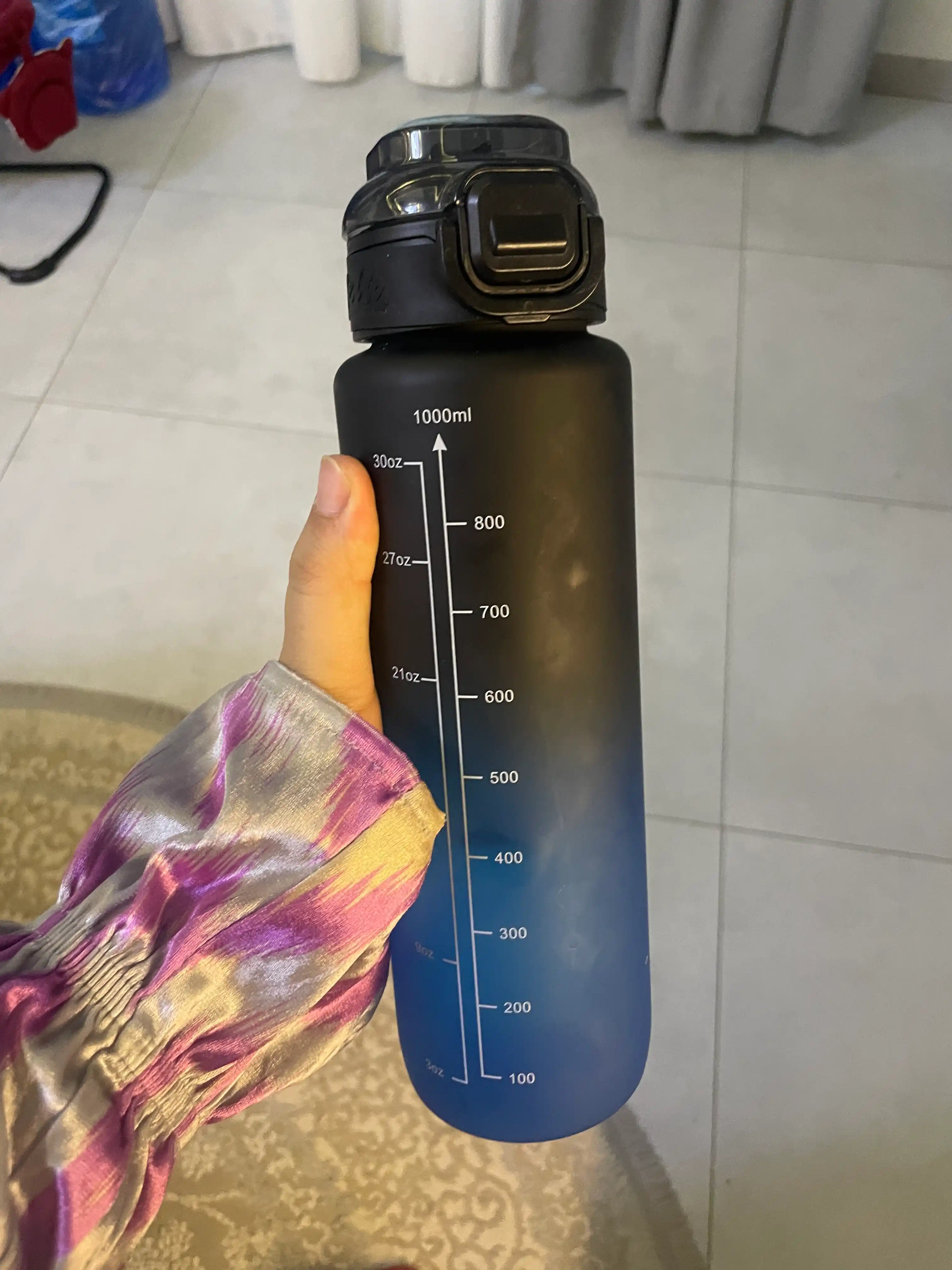 Fitnes uchun sport suv idish shishasi, gradient rangli, 1 litr