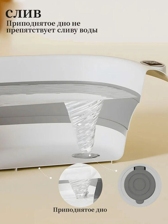 Набор ванна детская, для купания новорожденных, складная, с термометром, ковш, ведро