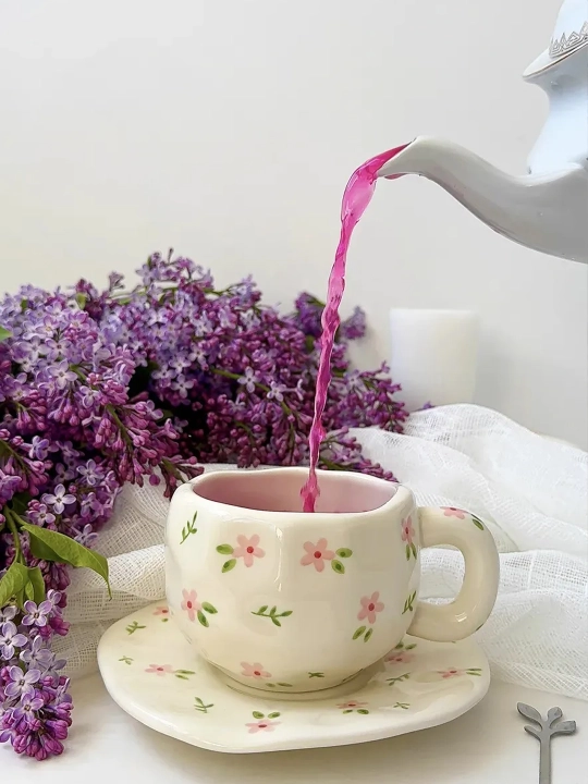 290 ml hajmli sopol choy idishi, finjon va likopcha, sovg‘a to‘plami