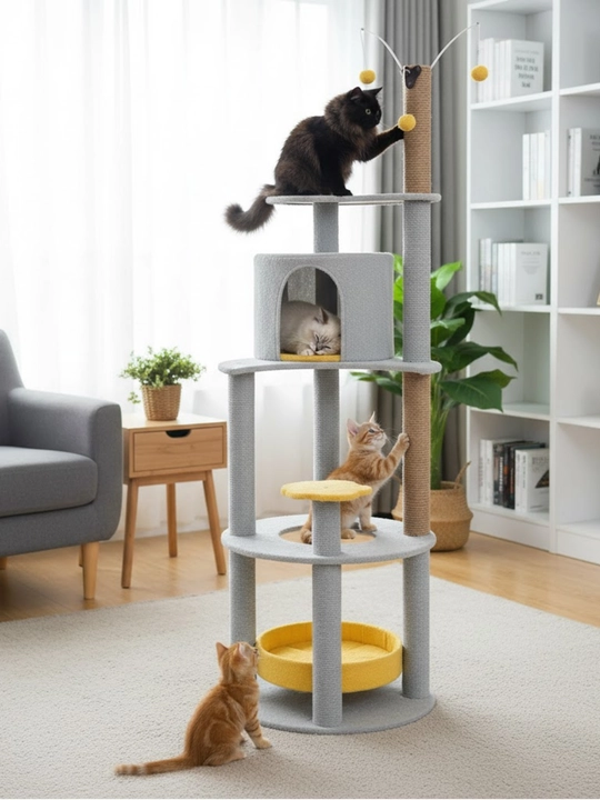 Игровой комплекс, для кошек, с когтеточкой, лежанка, домик для кошек