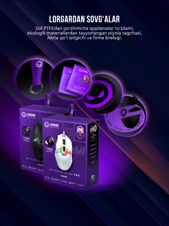 RGB yoritgichli Lorgar MSP80 simli o‘yin sichqonchasi