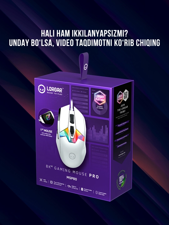 RGB yoritgichli Lorgar MSP80 simli o‘yin sichqonchasi