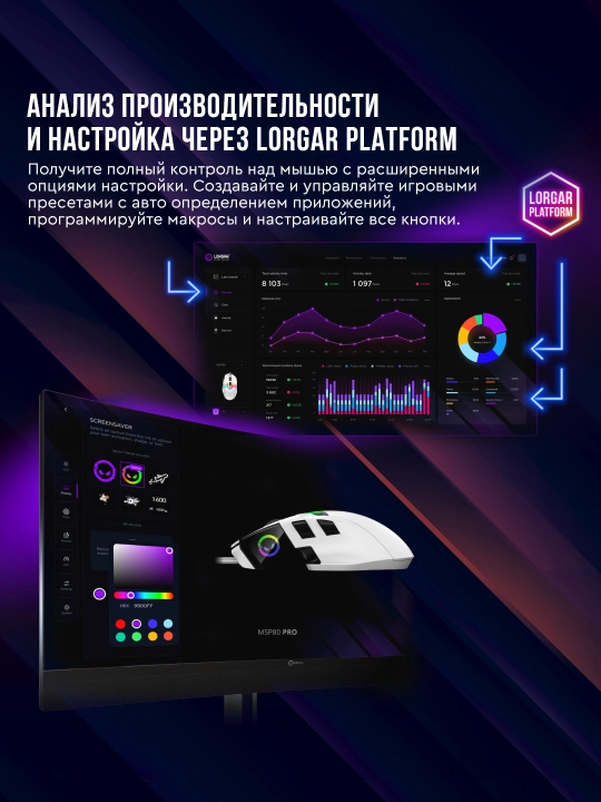 RGB yoritgichli Lorgar MSP80 simli o‘yin sichqonchasi