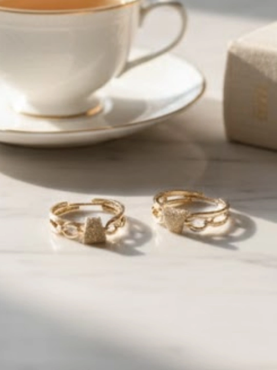 Oltin uzuk va ziraklar to‘plami, 6.0 g, B31K modeli, 585 probali oltin, BUTTERFLY GOLD