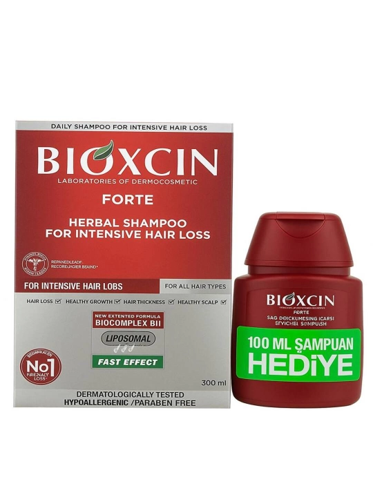 Bioxcin Forte shampun, 300 ml plyus 100 ml sovg'a sifatida - 