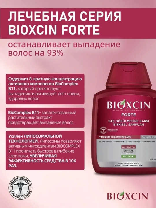Bioxcin Forte shampun, 300 ml plyus 100 ml sovg'a sifatida