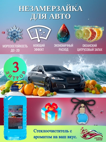 Незамерзайка для автомобиля, для отмывания стекол Crystal Drive — CRDRIVE-NEZAMERZ-ГОЛУБ