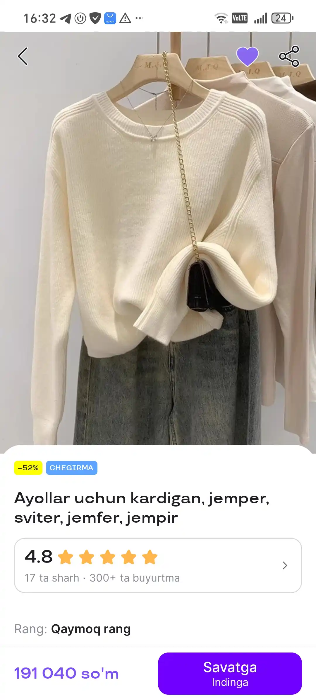 Ayollar uchun jemper, sviter