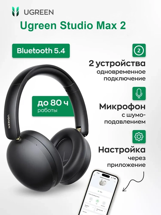 Беспроводные наушники UGREEN Studio Max2, UGREEN Golden Audio, AAC/SBC - 
