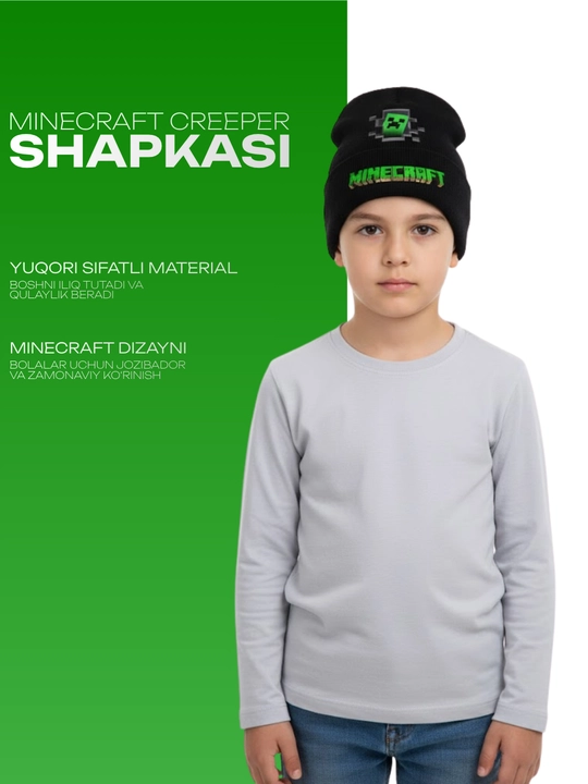 Minecraft Creeper shlyapasi – issiq va uslubli qishki bosh kiyim - 