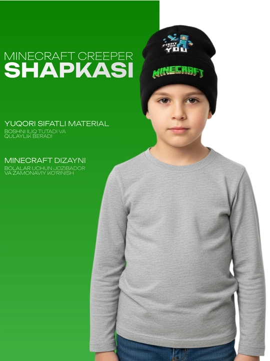 Minecraft Creeper shlyapasi – issiq va uslubli qishki bosh kiyim - 