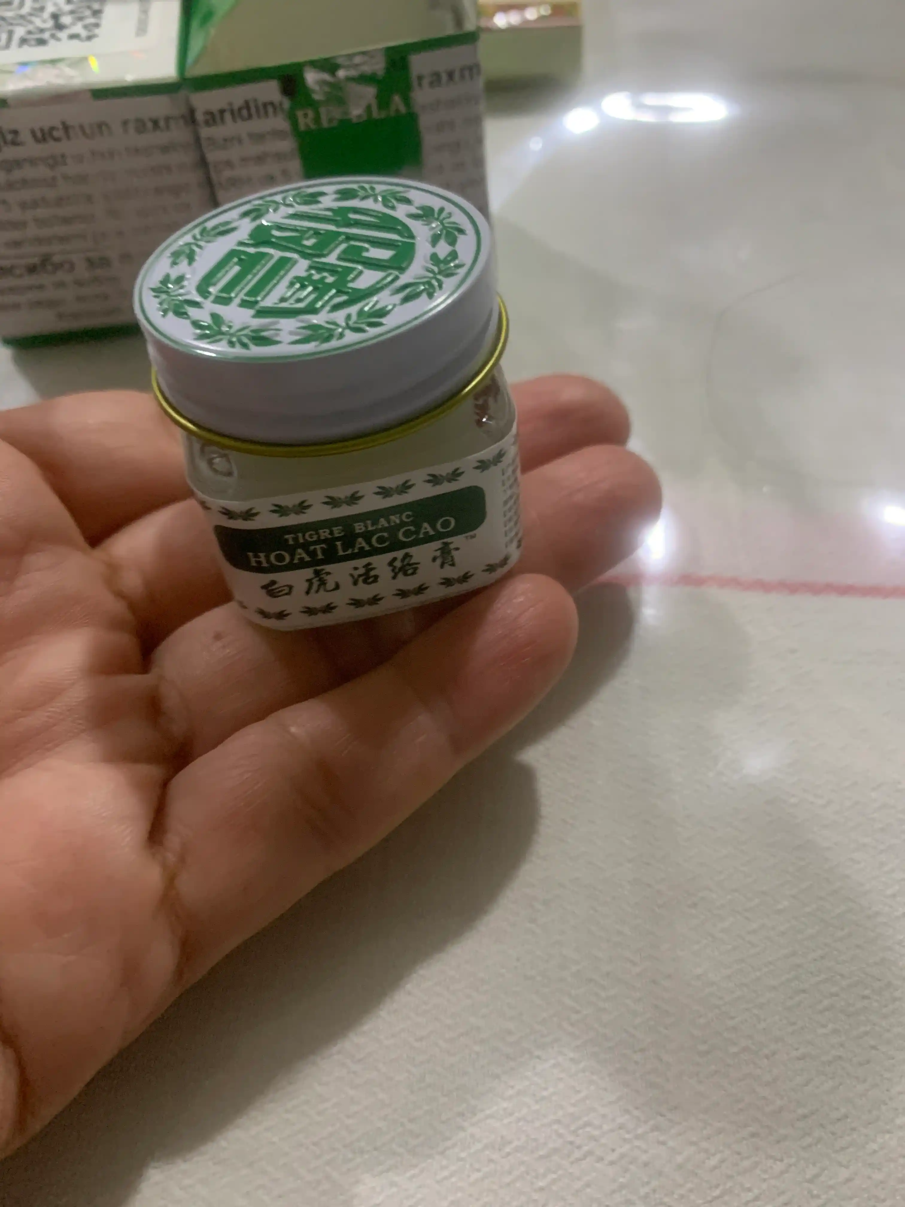 Grija, oyoq, qol, bo'g'im, va barcha turdagi mushak og'riqlar uchun Oq yo'lbars yo'i, 20 gr