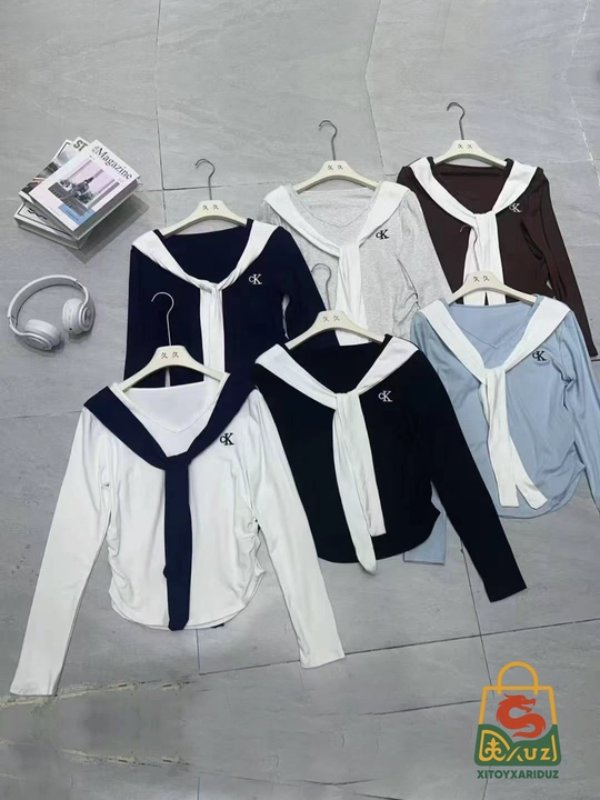 Ayollar uchun Sailor Style V-yengli bluzka, Pekin fabrikasidan, yuqori sifatl!