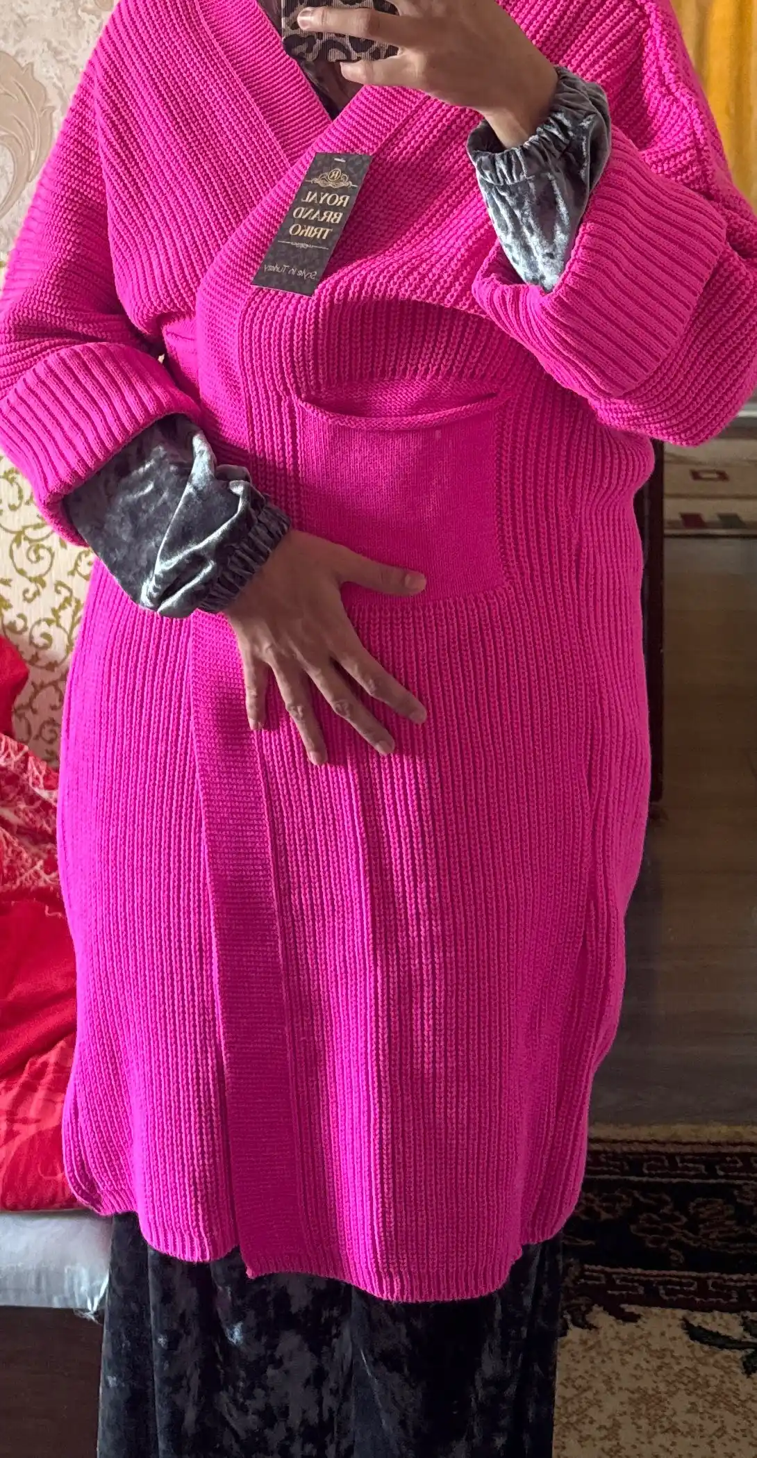 Ayollar kardigani, Oversize, to‘qilgan poncho, ayollar uzun kardigani, 48 -56