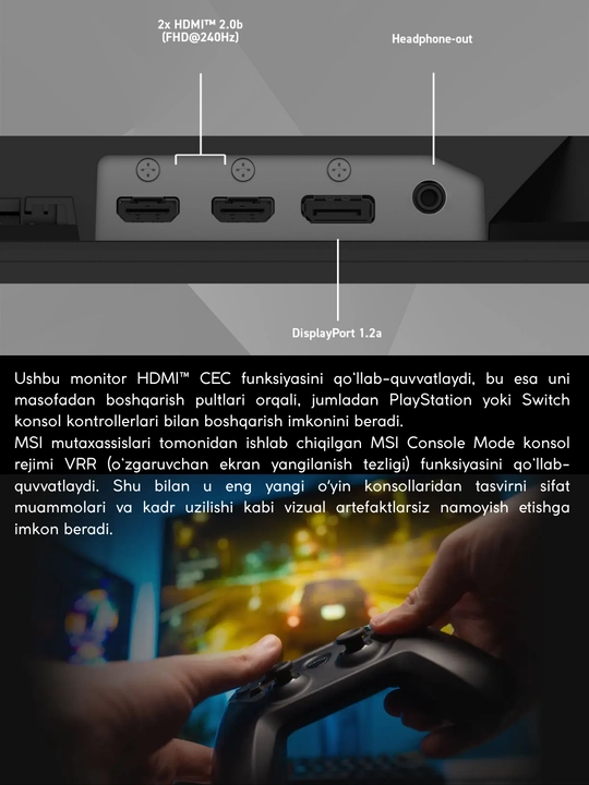 Игровой монитор MSI — 27″, 25″, IPS, 0,5 мс, 240 Гц, 300 Гц, FHD, Type-C, черный