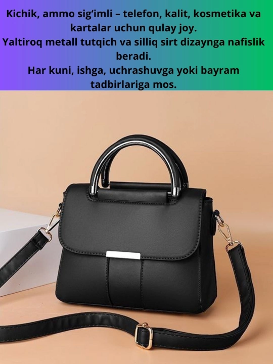 Ayollar moda sumkasi, eko charmdan, yelka orqali (klassik model) - 