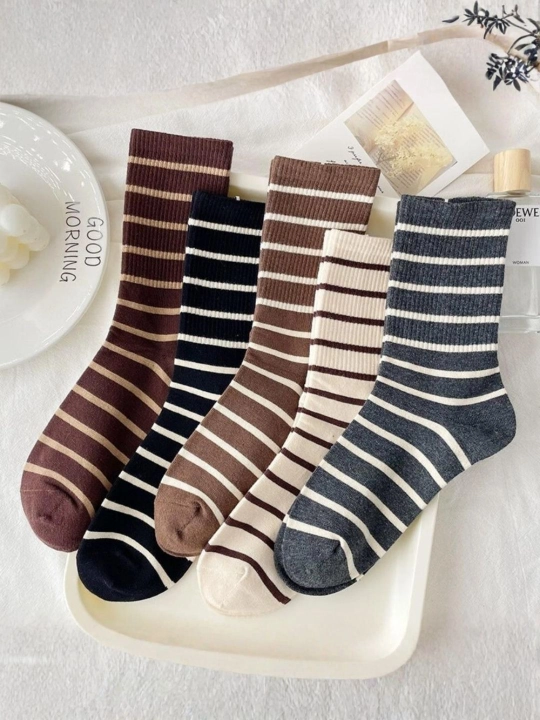 Preppy Style, 36-41 ayollar modadagi yo‘l-yo‘l sport paypoqlari, 3-5-10 juft to‘plamda - 