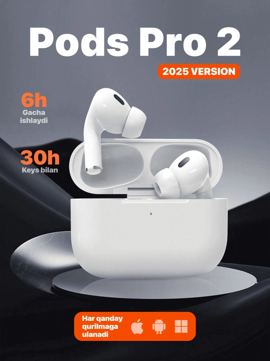 Simsiz quloqchinlar "Pods pro 2" sensorli, iPhone va Android uchun