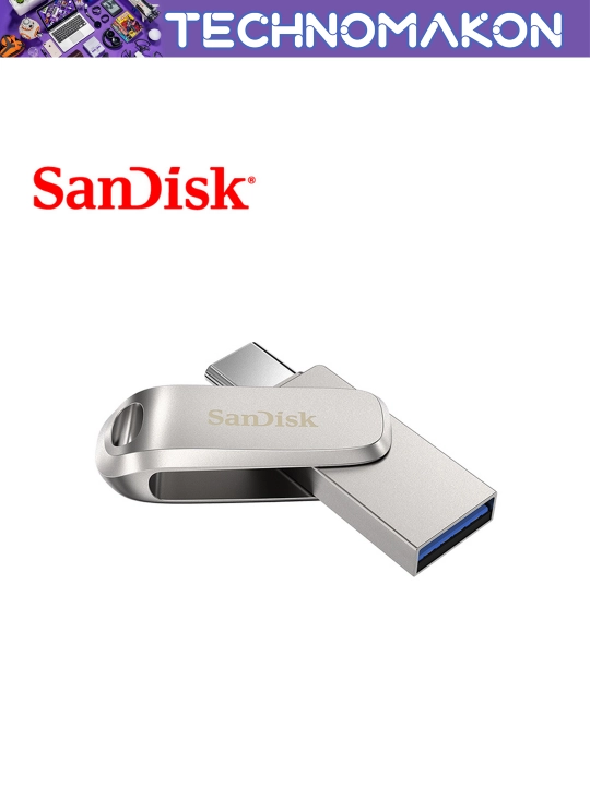 Usb flash hotira Sandisk Ultra 64/128/256/512GB Dual Drive Luxe, USB 3.2+Type C OTG