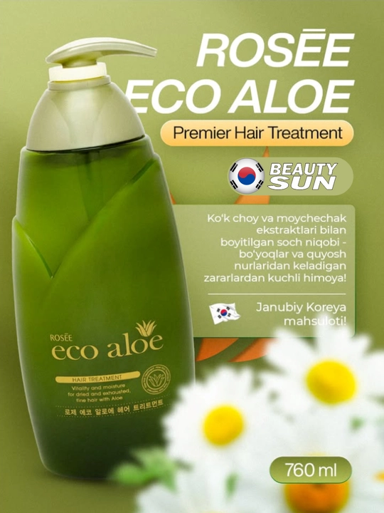 Soch uchun niqob, Rosee, Eco aloe, hair treatment, 760 ml