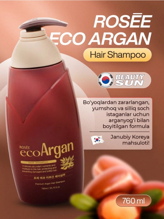 Barcha soch turlari uchun universal shampun, Rosee, Eco aloe, Eco Argan, Black garlic, Sibjangsaeng Vidanmo, 760 ml - 