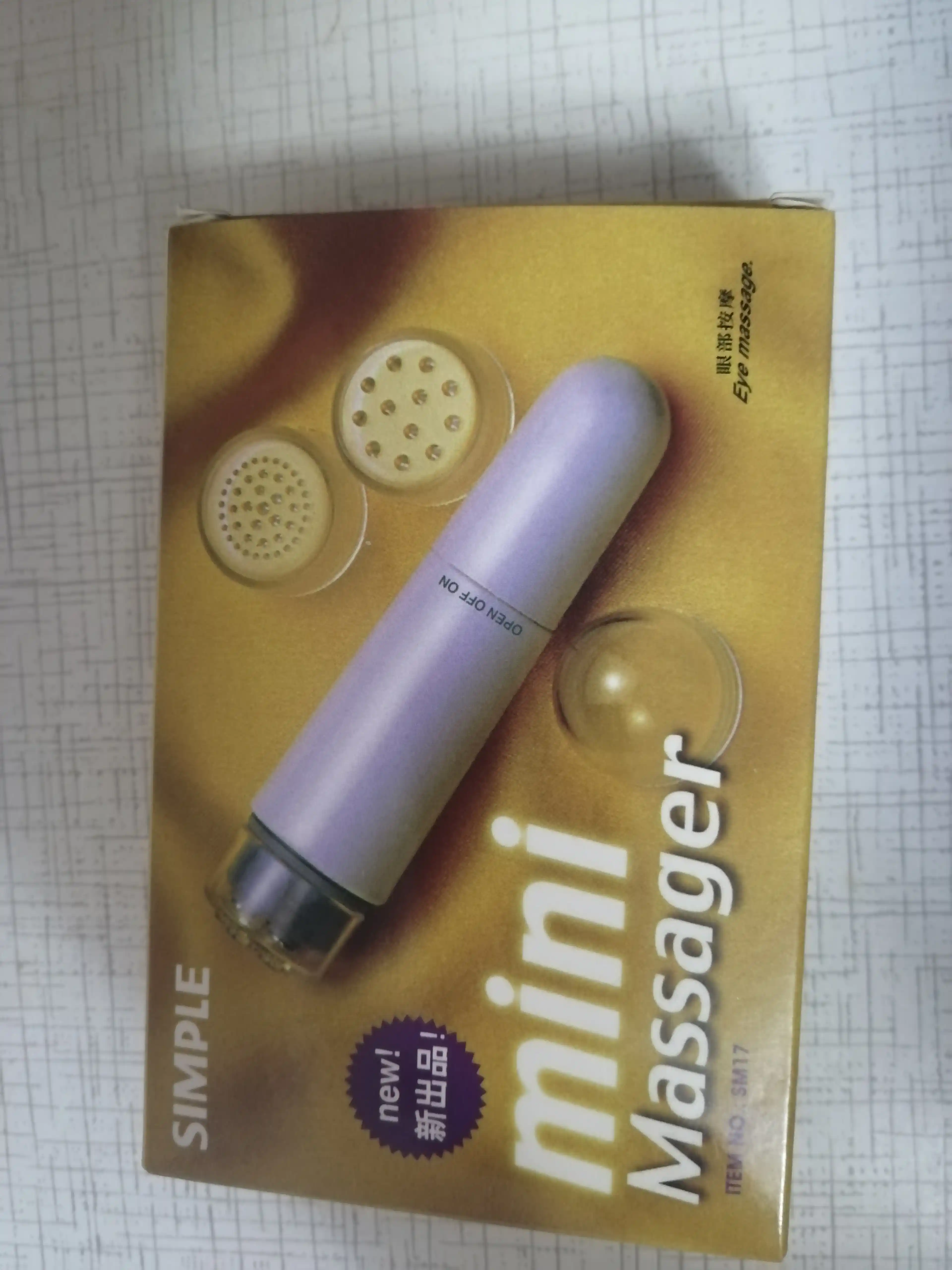 Universal mini massajer, massaj qurilmasi, yuz, boyin va butun tana uchun, 4 nasadkali