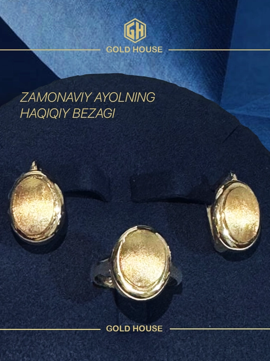 GOLD HOUSE D35A oltin to‘plami — uzuk va zirak, nafis oval shakl