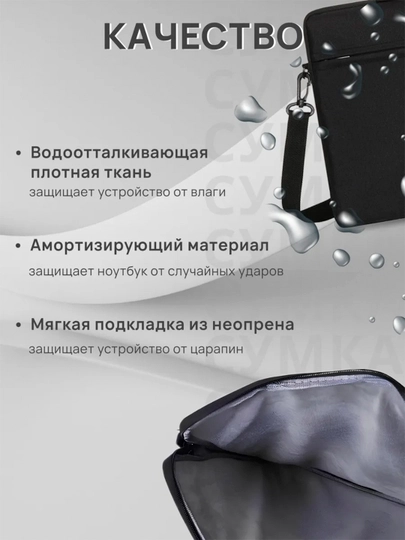Сумка для ноутбука с усиленной защитой 15.6