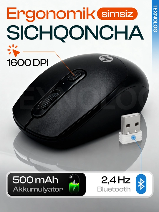 Эргономичная беспроводная мышь Bluetooth/2.4Ghz, перезаряжаемая, для всех устройств - 
