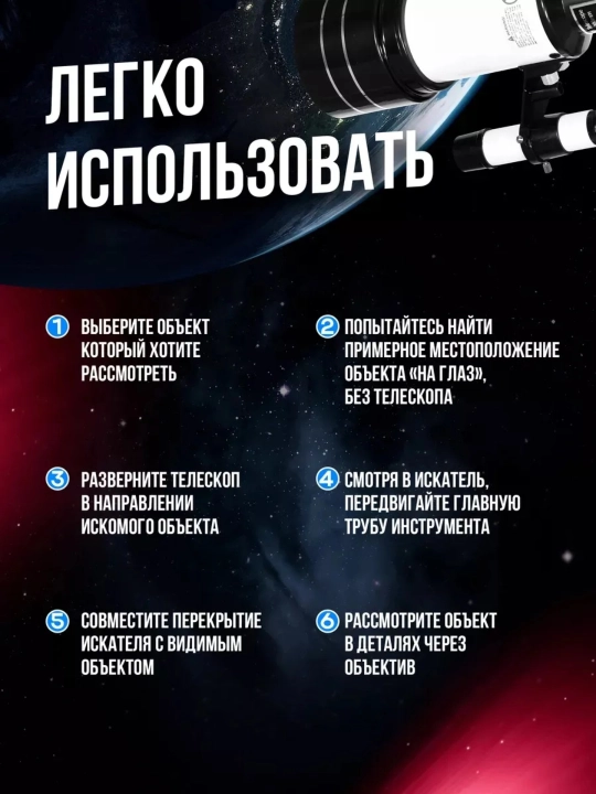 Astronomik teleskop refrakter, 150x kattalashtirish, aniqlovchi skop