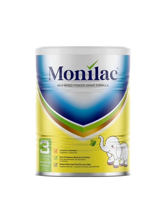 Monilac 3 — 12–18 oylik bolalar uchun sutli aralashma, L-karnitin, vitaminlar