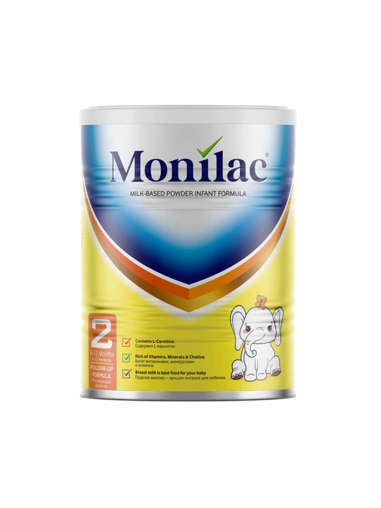 Monilac 2 — 6–12 oylik bolalar uchun sutli aralashma, L-karnitin, vitaminlar