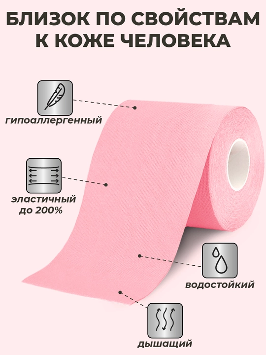 Кинезиотейп для лица и тела, косметологический, против морщин, 7.5 см