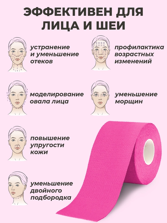 Кинезио тейп для лица и тела, с мягким клеем, тейп против морщин и отеков, спортивный