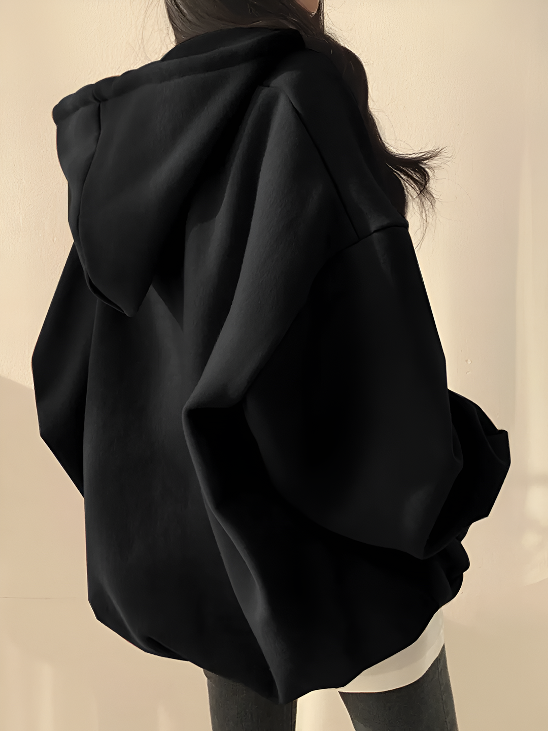 Худи женский oversize с капюшоном полу-замок толстовка осень зима хлопок 70% полиэстер 30%