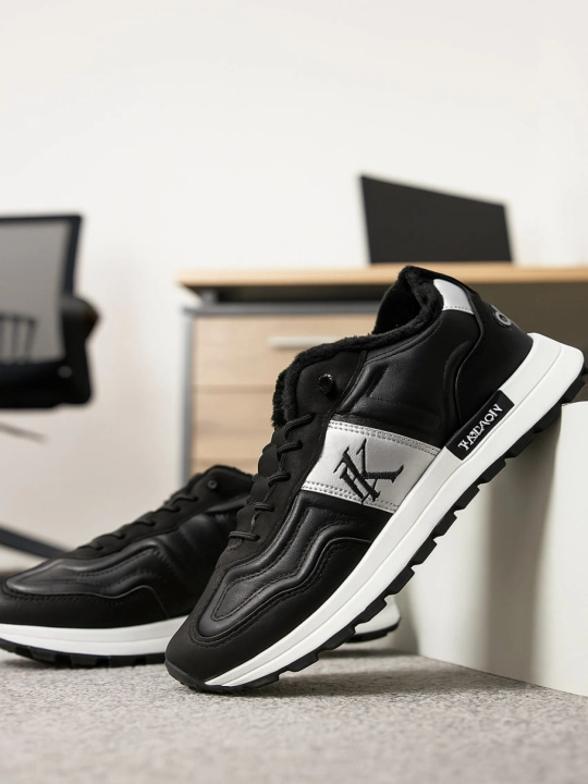 Зимние и осенние мужские тёплые кожаные кроссовки BOSS Fashion 41–44 - 