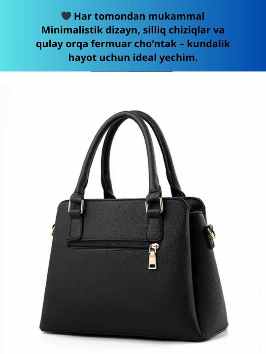 Ayollar uchun charm sumka, klassik ko‘rinishidagi