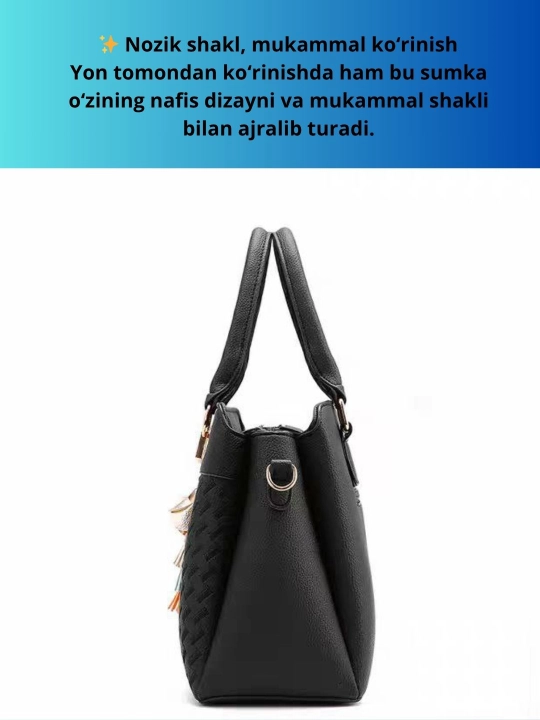 Ayollar uchun charm sumka, klassik ko‘rinishidagi