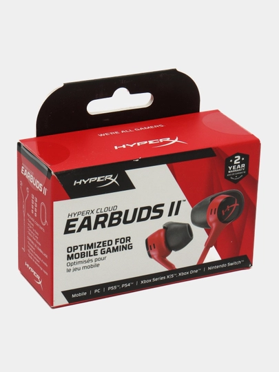 Игровые проводные наушники HyperX Earbuds 2 с разъёмом 3.5 мм AUX — 6008999-EURBUDS2-КРАСН