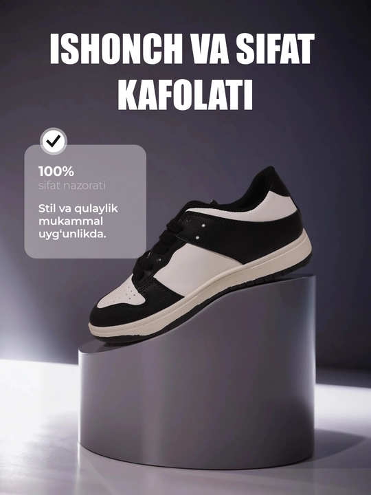 Krosovkalar oq-qora erkaklar uchun charm kundalik qulay va zamonaviy