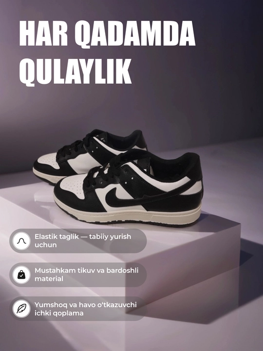 Krosovkalar oq-qora erkaklar uchun charm kundalik qulay va zamonaviy