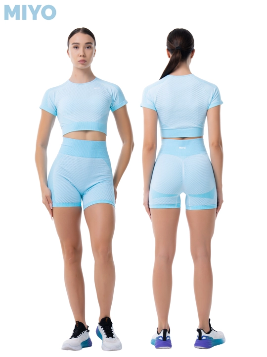 MIYO Fit BREEZE спортивный комплект для женщин, шорты и укороченный топ с коротким рукавом - 