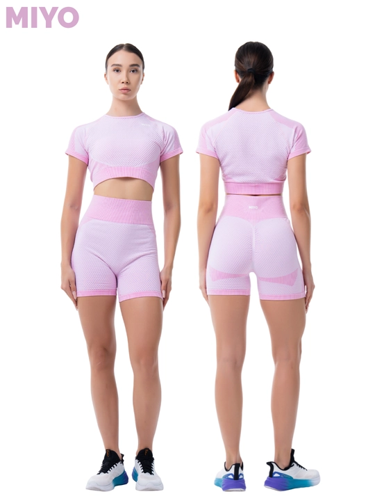 MIYO Fit BREEZE спортивный комплект для женщин, шорты и укороченный топ с коротким рукавом - 
