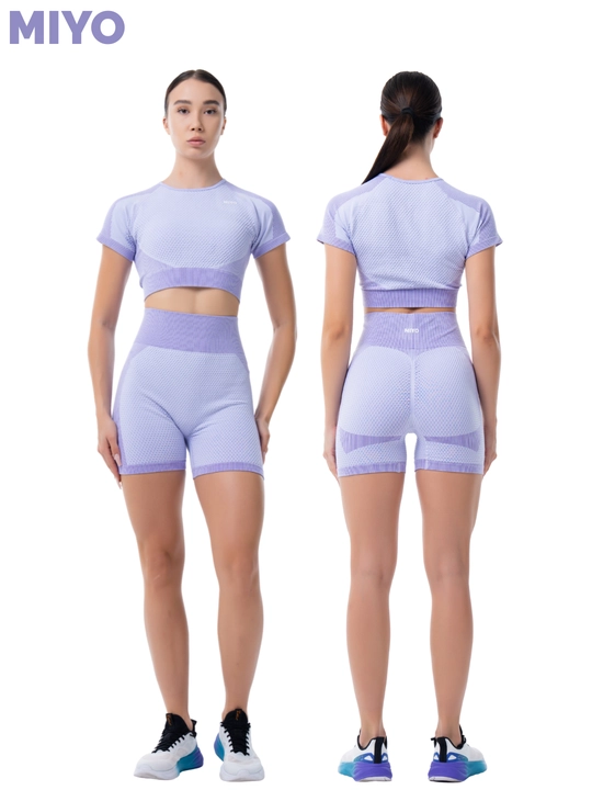 MIYO Fit BREEZE спортивный комплект для женщин, шорты и укороченный топ с коротким рукавом - 