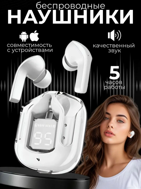 Беспроводные наушники с дисплеем, микрофоном и шумоподавлением - 
