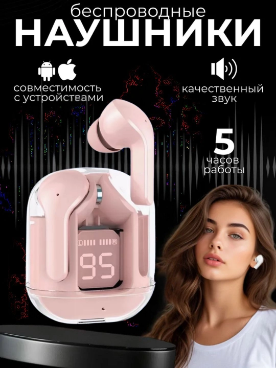Беспроводные наушники с дисплеем, микрофоном и шумоподавлением - 