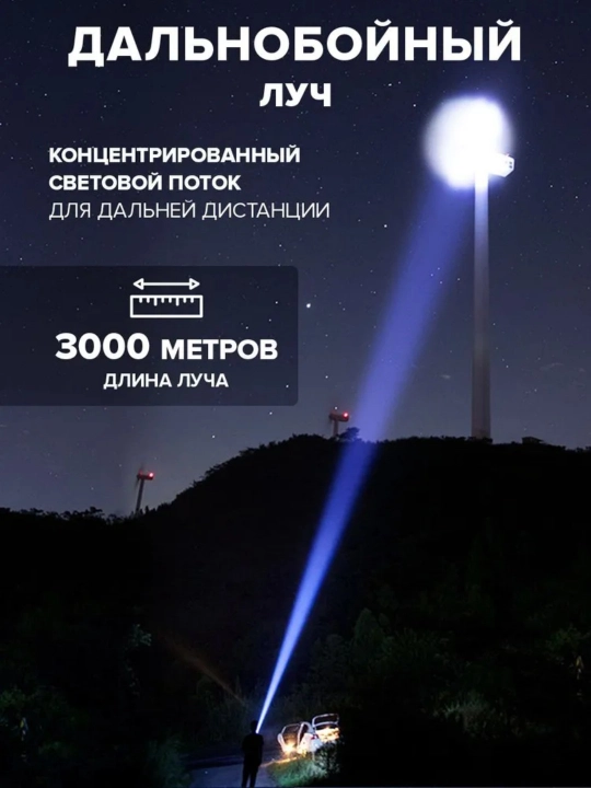 Yorituvchi fonar — 10000 lyumen quvvatli, 3000 m masofagacha rang tarqatuvchi LED chiroq