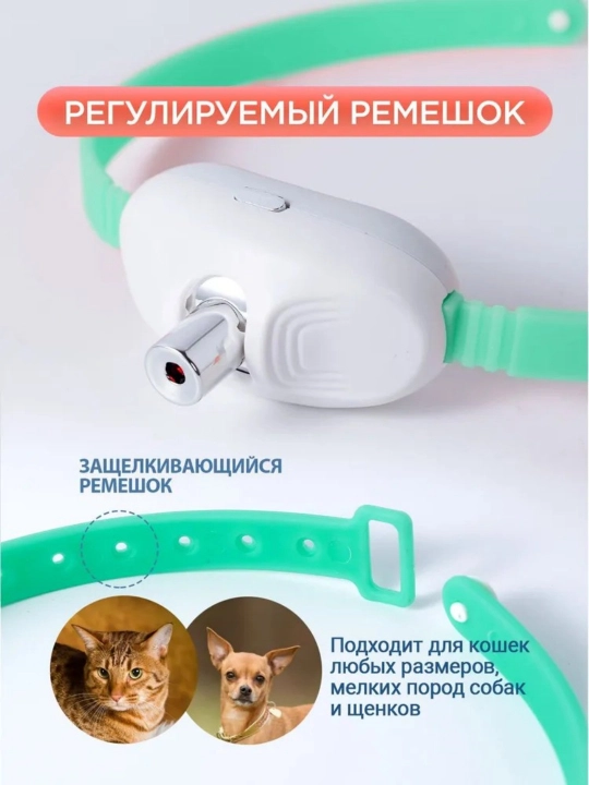 Mushuk va it yoqasi o'yinchoq lazerli interaktiv, yashil, USB zaryadlash