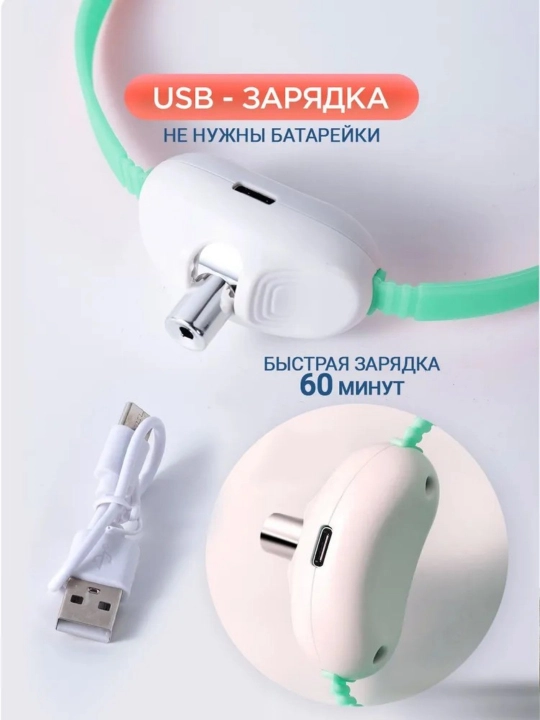 Mushuk va it yoqasi o'yinchoq lazerli interaktiv, yashil, USB zaryadlash