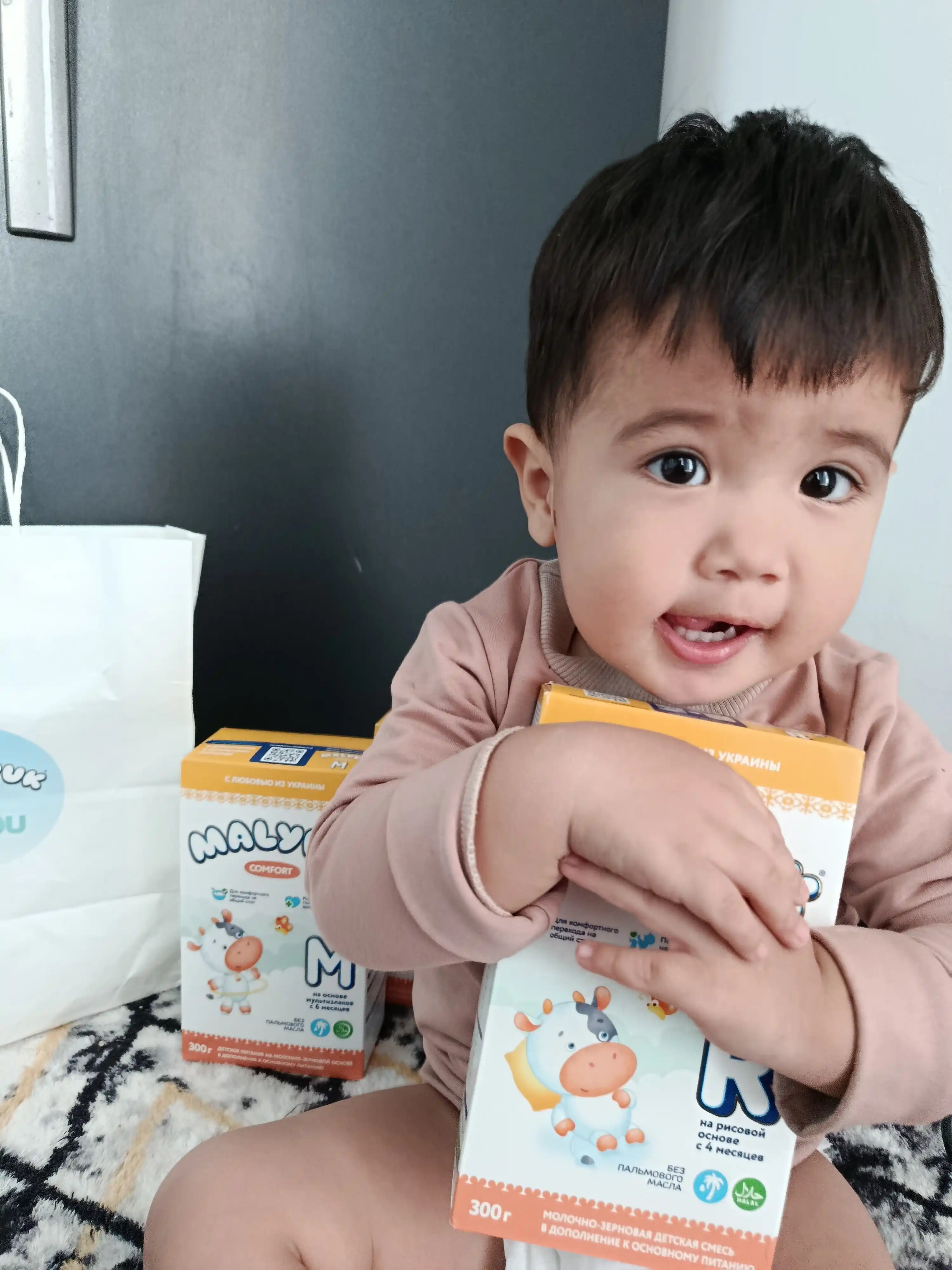 Bolalar quruq sutli aralashmasi Malyuk Comfort-O, suli uni, Xalol